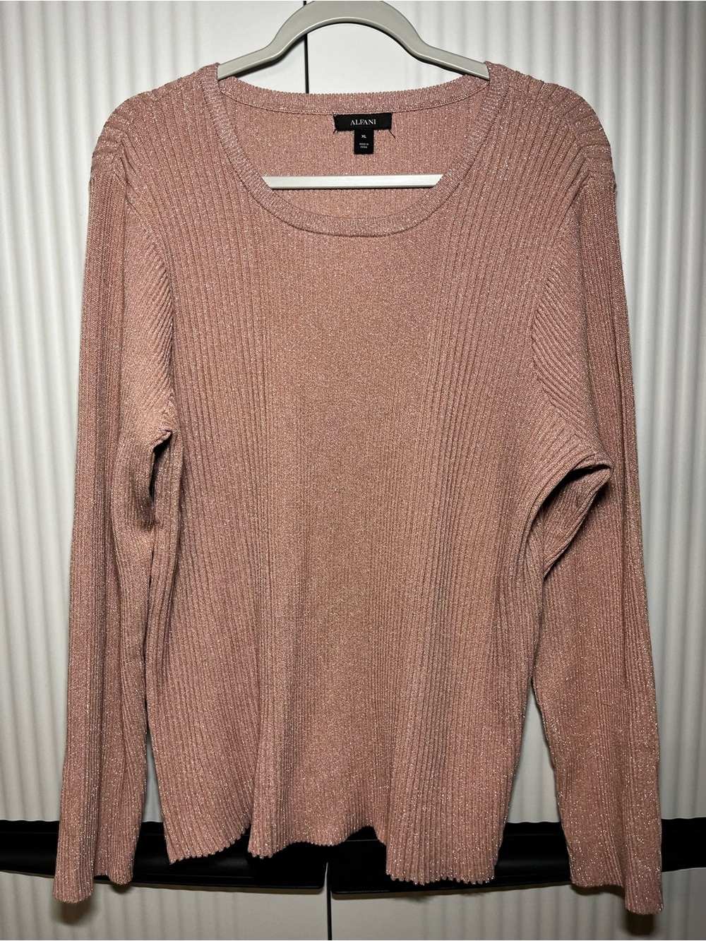 Alfani Ribbed Long-Sleeve Sweater in Dusty Rose